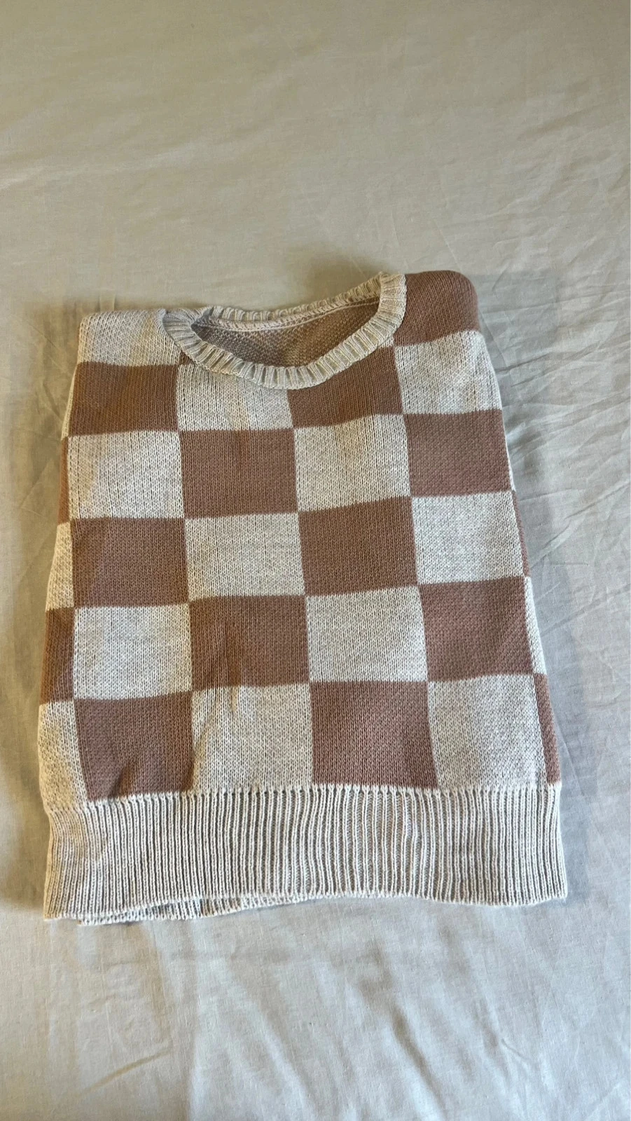 Brown & Beige Checkered Sweater Cozy & Stylish – photo 3